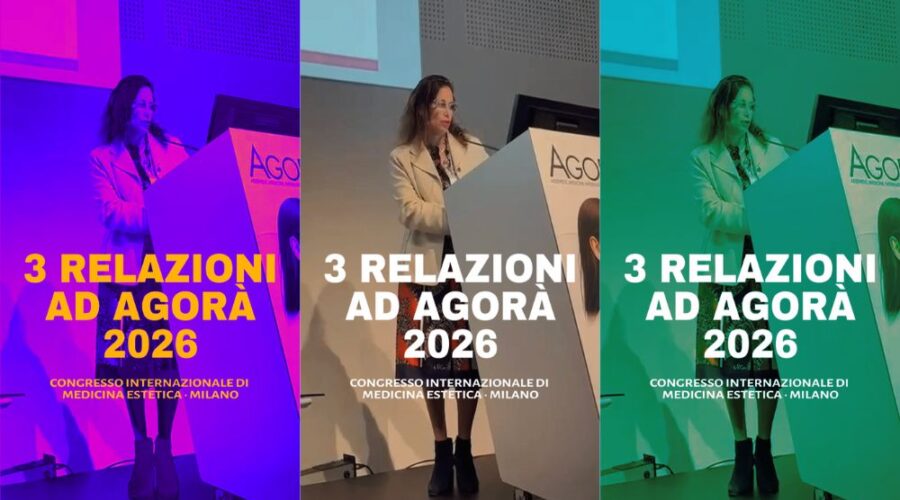 D.ssa Renata Migliardi al leggio di Agorà 2026, congresso internazionale di medicina estetica a Milano